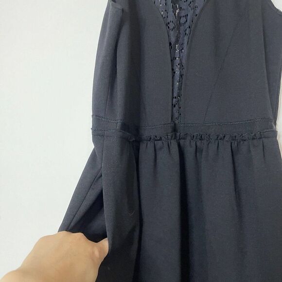 Rebecca Taylor Lace-Panel Black sleeveless Ponte Dress size US 2 - Picture 4 of 9
